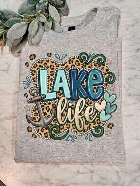 Lake life shirt Cheetah Print cute popular boating